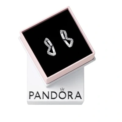 Immagine di Orecchini a cerchio Pandora 292545C01 Sparkling Wave