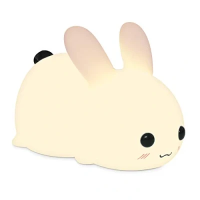 Immagine di Navaris lampada LED luce notturna bambini a forma di coniglio con cavo micro USB lucina dimmerabile bunny design bianco caldo