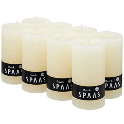 Immagine di Spaas, Avorio 8 Candele cilindriche rustiche Non profumate, 70, 60 Ore, Cera di paraffina, D 70 mm x H 130