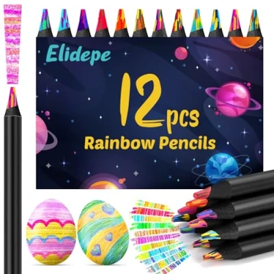 Immagine di Elidepe 12 colori matite arcobaleno, calendario dell&#039;avvento per bambini, pastelli colorati regali ragazze 4 anni, regalo di compleanno colorate colorare,