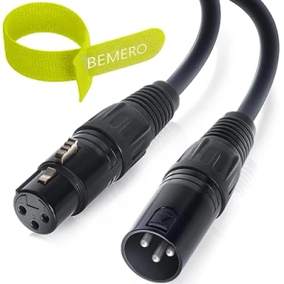 Immagine di BEMERO Cavo microfono da XLRf a XLRm, 10 m, bilanciato, 3 poli, nero