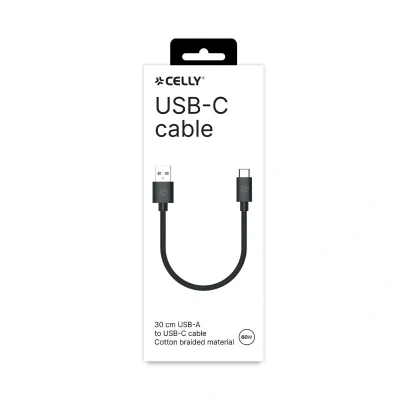 Immagine di Celly USBAUSBCCOT30BK Cavo di ricarica USB nero, argento Scatola