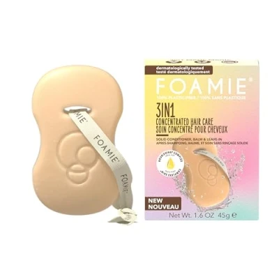 Immagine di Foamie balsamo Solido 3 in 1 Mane Magic Cura dei capelli secchi e danneggiati, con aloe vera proteine d&#039;avena, risciacquo, foglie vegan, 0% plastica