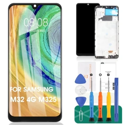 Immagine di Per Samsung Galaxy M32 4G Display LCD Schermo di Ricambio Touch Screen SM M325F Kit Riparazione Digitalizzatore (con cornice, nero)
