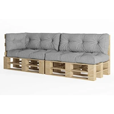 Immagine di chilly pilley Cuscino Trapuntato Per Mobili In Pallet Riempito Con Fiocchi Di Schiuma Divano Schienale Sedile Laterale Set (Set 5 Argento)