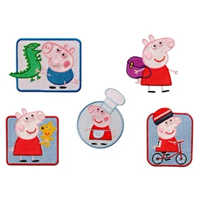 Immagine di Mono Quick Peppa Pig, 5er Set Toppe Ricamate da Cucire o Applicare con Il Ferro Stiro, Poliestere, Multicolore, MD