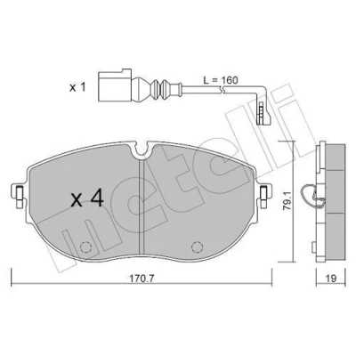 Immagine di METELLI 22 1322 0 Kit pastiglie freno Predisposto per contatto segnalazione usura VOLKSWAGEN: Transporter 6 Bus, 6, Multivan