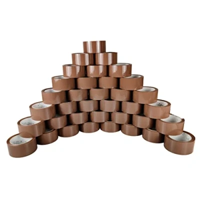 Immagine di RAYLU PAPER Nastro adesivo per l&#039;imballaggio di scatole spedizione resistenti ed extra resistenti, 66 metri x 50 mm larghezza (36 unità, marrone)