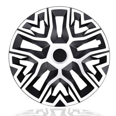 Immagine di NRM The Best Copricerchi bicolore bianco/nero, 15 pollici, per cerchioni in acciaio, set da 4 pezzi, colore: Bianco/Nero