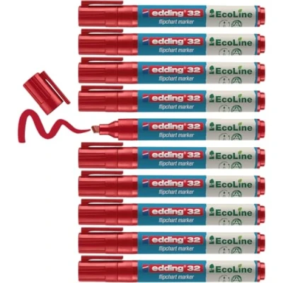 Immagine di Edding 4 32002 Marcatore per lavagna a fogli mobili scalpello 1 5 mm Rosso pz.