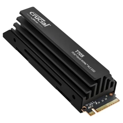 Immagine di Crucial T705 SSD 4TB PCIe Gen5 NVMe M.2 Interno Gaming con Dissipatore Premium, Fino a 14.100MB/s, Microsoft DirectStorage, Retrocompatibilità 4.0 CT4000T705SSD5