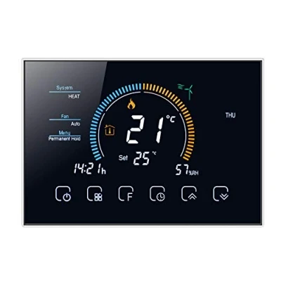 Immagine di Qiumi Termostato Smart Wifi Regolatore di temperatura programmabile per aria condizionata con schermo LCD a 4 tubi, Visualizzazione meteo, indice UV Funziona Alexa Google Home 95 240 V CA.