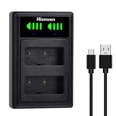 Immagine di NP W126 W126S Caricatore doppio con connettore USB C per Fujifilm Fuji XT3, X100F, X100V, X T100, T200, S10, A5, A10, E4, Pro2, Pro3, T3, T10, T20