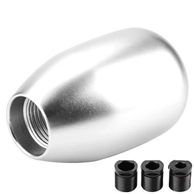 Immagine di EBTOOLS Pomello Cambio Grigio Rally Adatto Permanopola Manuale A 5 Marce, Leva Del Manico In Metallo Resistente Con 3 Adattatori 8/10 / 12Mm(Argento)