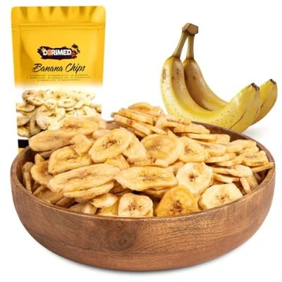 Immagine di Chips Di Banana Essiccata Buonissima [1kg]. Dolci Disidratate Essiccate Prima Scelta, Qualità Sublime. Frutta Secca Esotica Disidratata Con Zucchero Tagliata A Fette, Dorimed