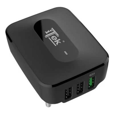 Immagine di ITEK Caricabatteria da muro 25W, 7. 8A(2x2.4A, 1x3A) con 3 porte: 2xUSB Smart, 1xQC3.0, Smart IC