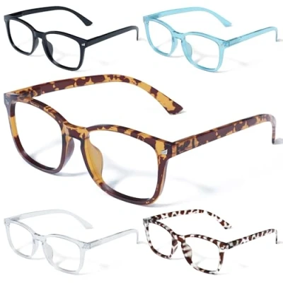 Immagine di CCVOO Juego de 5 lentes lectura con bloqueo luz azul, filtro rayos UV/antirreflectante para lectores computadora, moda mujeres/hombres (C1 Mix, 2.75)