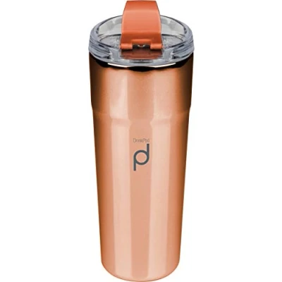 Immagine di DrinkPod Tazze da caffè riutilizzabili, gamma metallizzata, 500 ml/0,5 l, in acciaio inox, a doppia parete, viaggio, mantengono le bevande calde per 6 ore, finitura rame metallizzato, HCF 500CU
