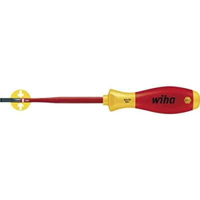 Immagine di VDE Cacciavite a taglio Wiha Schlitz Schraubendreher 4,0mm SoftFinish slimFix VDE1000V 35390 Larghezza della lama: 4 mm Lunghezza 100