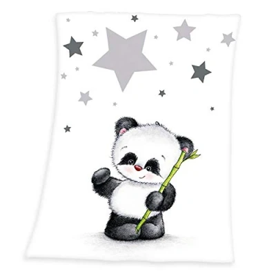 Immagine di Herding Coperta per Bambini, Motivo con Panda, 75 x 100 cm, Microfibra, Bianco
