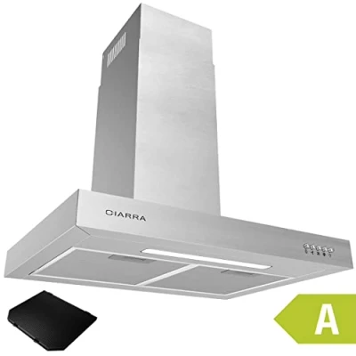 Immagine di CIARRA CBCS6125 Classe a Cappa Aspirante 60 cm 370m3/h Camino Ricircolo Luci LED 3 Velocità Aspiratore Cucina Acciaio Inox con Filtri Carbone CBCF004