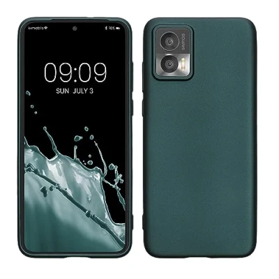 Immagine di kwmobile Custodia Compatibile con Motorola Edge 30 Neo Cover Back Case Morbida Protezione in Silicone TPU Effetto metallizzato petrolio