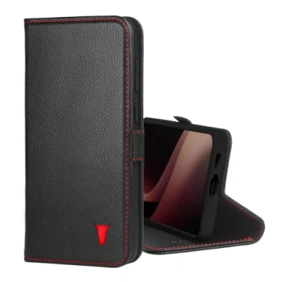 Immagine di TORRO Custodia Compatibile con Samsung Galaxy A35 5G a Portafoglio in Pelle Premium Cavalletto e Slot per Carte (Nero dettagilo Rosso)
