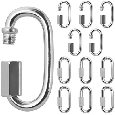 Immagine di BELLE VOUS Moschettone Acciaio Inox M4 a Vite (Set da 12) 4,2 cm Grande Ovale D Multifunzione per Esterni/Interni, Accessori Campeggio ed Escursionismo