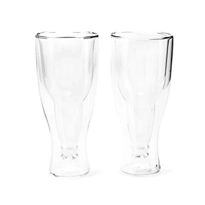 Immagine di Balvi Bicchiere Birra Gravity Set 2 Bicchieri da 400 ml Doppio Vetro Mantiene la tempearatura Forma d