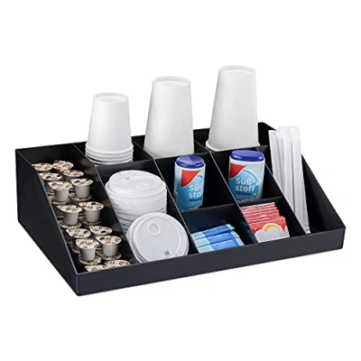 Immagine di Navaris Organizzatore Professionale per Caffetteria Cassettiera Multiscomparto 10 Scomparti Bicchieri Cannucce Tovaglioli Posate Zucchero