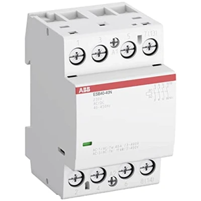 Immagine di Contattore di installazione, modello ESB40 22N 06, 4 poli, 2 contatti principali NO 40A e NC 30A, 230V, bianco, 6,5 x 5,4 8,5 centimetri (riferimento: 1SAE341111R0622)