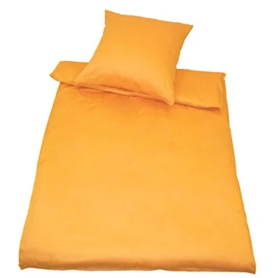 Immagine di Kinzler Biancheria da Letto in Raso di Cotone Uni, Modern, Diversi Colori/Misure, Cotone, Giallo, 40x80 + 155x200 cm