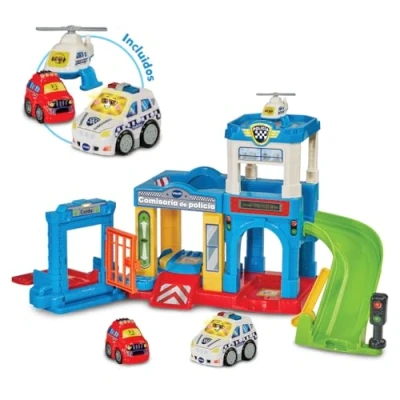 Immagine di VTech Stazione di polizia TutTutTut Bolidi, piste e macchinine per bambini +1 anno, circuiti da combinare, include auto, Versione ESP