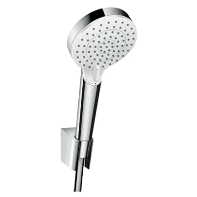 Immagine di hansgrohe Crometta Set Doccia, Doccetta con Supporto Doccia e Flessibile 1,60M, Soffione 2 Tipi di Getto, Bianco/Cromo