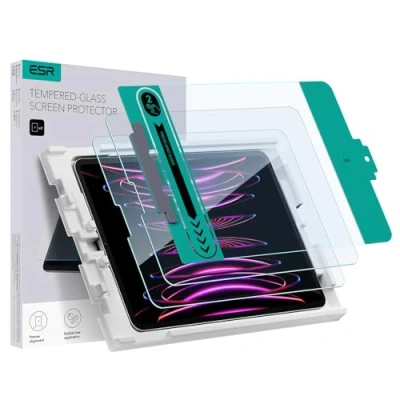 Immagine di ESR 2 Pezzi Pellicola Protettiva per iPad Pro 12.9 Pollici (2022/2021/2020/2018), Vetro Temperato, Protezione lo Schermo Supporto di facile applicazione, Resistente ai graffi, Chiarezza HD