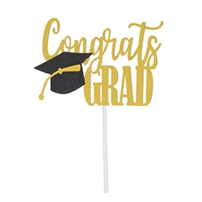 Immagine di Topfunyy Decorazione per torta &quot;Congrats Grad&quot;, con brillantini su entrambi i lati, feste di laurea/laurea