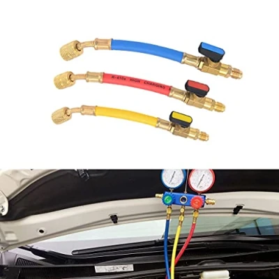 Immagine di LEXIANG Set di Tubi Flessibili Ricarica per refrigerazione con valvola a 1/4&quot; SAE Strumenti Aria condizionata R134A R410A R22