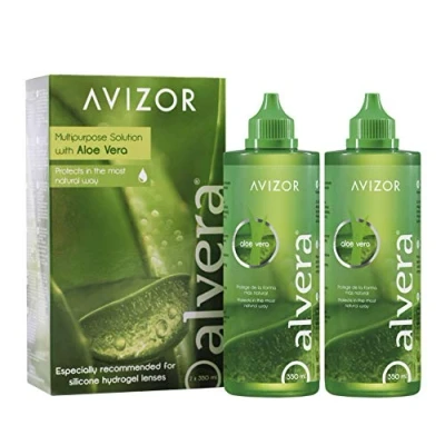 Immagine di Avizor Liquido per lenti a contatto Alvera 2 x 350 ml con custodie. Soluzione la pulizia e disinfezione di tutti i tipi morbide.