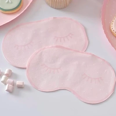 Immagine di Ginger Ray Tovaglioli di carta rosa a pois forma maschera per gli occhi, feste compleanno, confezione da 16, PAMP 206