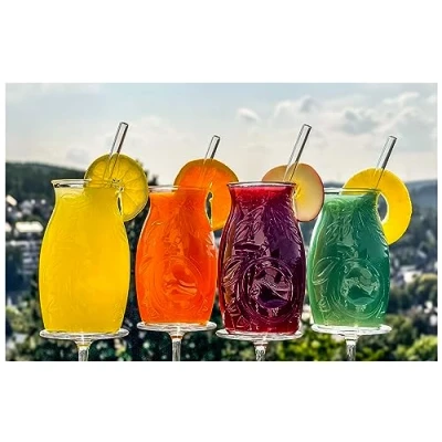 Immagine di Topkapi Tiki Morita Set di 13 bicchieri da cocktail e cannuccia in vetro, 500 ml, XL, per 6 persone
