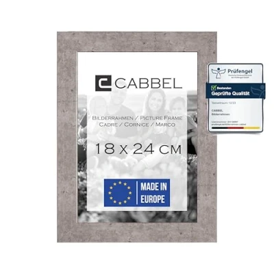 Immagine di CABBEL cornice 18x24 cm, Grigio (Calcestruzzo), robusta in legno MDF, vetro Plexi infrangibile, da appendere e