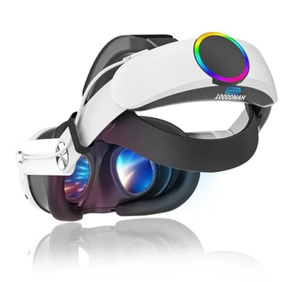 Immagine di EVARY cinturino compatibile con Meta/Quest 3, accessori VR batteria da 10000mAh per un tempo di gioco 3 5 ore, regolabile rapidamente ricaricabile.