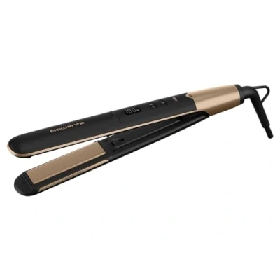 Immagine di Rowenta SF4630F0 Express Shine Piastra per Capelli, Infusore di Olio Argan, Ioni Lucentezza, 8 Impostazioni Temperatura, Arricciatura e stiratura 2 in 1. Nero/Oro