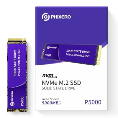 Immagine di PHIXERO P5000 NVMe SSD 1Tb PCIe Gen 4.0x4 M.2 2280 Velocità fino a 5.200 MB/s Unità stato solido interna per laptop All in One PC Desktop Giochi/Design/Rendering