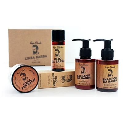 Immagine di Renée Blanche Beard Line Kit Linea Baffi e Barba Cofanetto All in One contenente Cera per Baffi, Olio da Barba, Balsamo Shampoo