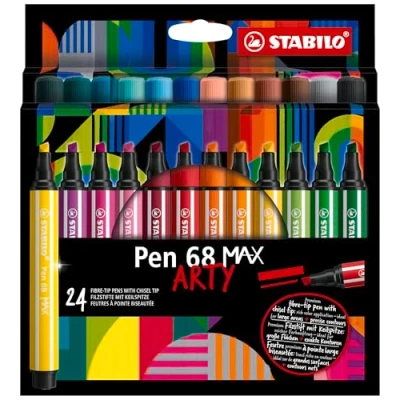 Immagine di Pennarello Premium a tratto doppio (1 + 5 mm) STABILO Pen 68 MAX ARTY Astuccio da 24 Colori assortiti