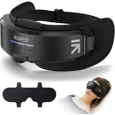Immagine di RENPHO Eyeris Shift Massaggiatore per occhi multifunzione 2 in 1 con calore, compressione, Bluetooth, maschera gli riscaldata rimovibile, dispositivo la cura degli secchi,