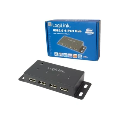 Immagine di LOGILINK UA0141A HUB 4X Metal Negro con ALIMENTACIÃ“N 480 MBIT/S
