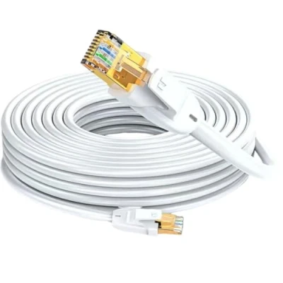 Immagine di Elfcam® 50m Cavo Ethernet Cat 7, Rotondo RJ45 di Rete LAN, 6,0mm Diametro del 100% Rame, SFTP 28AWG, Bianco (50m)