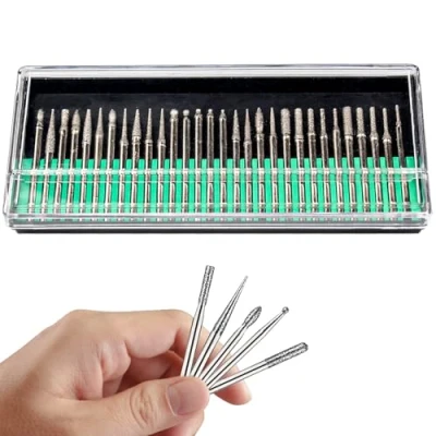 Immagine di Set di 30 Punte Diamantata,Frese Diamantate Rotative,Punte con Gambo da 1/8&#039;&#039; (3 mm),Set Frese Rotanti,per Incisione,Levigatura,Lucidatura,Foratura